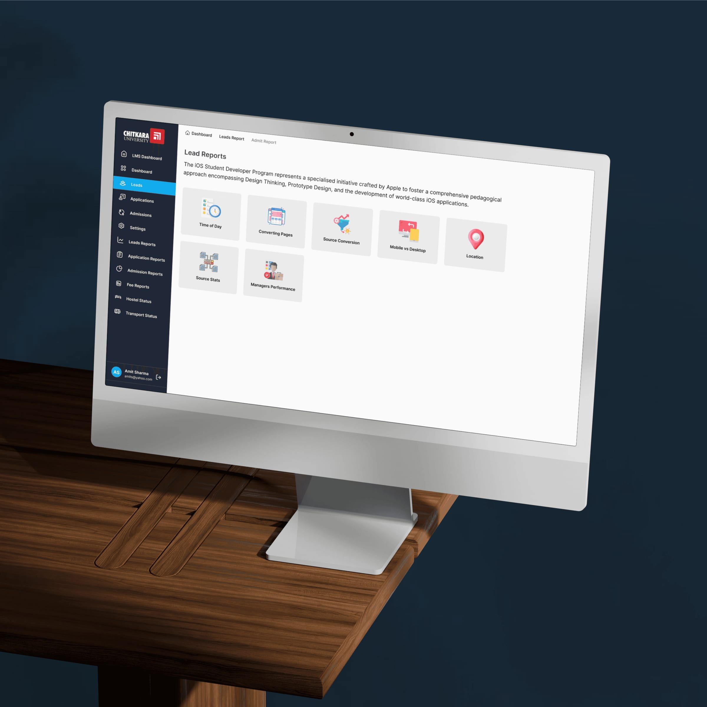 ATOM module launcher on a desktop screen
