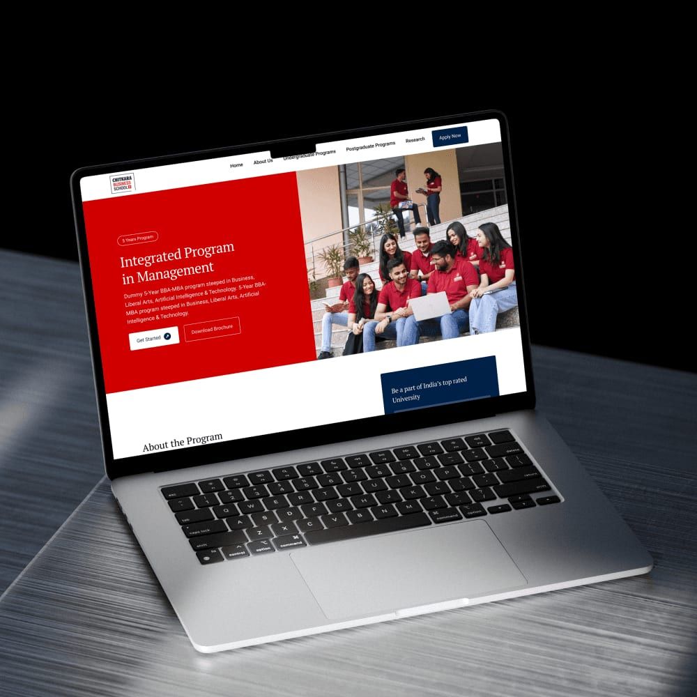 Integrated programme in management page on a laptop