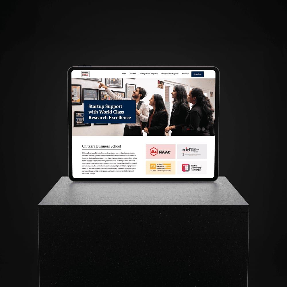 Startup support page on a tablet