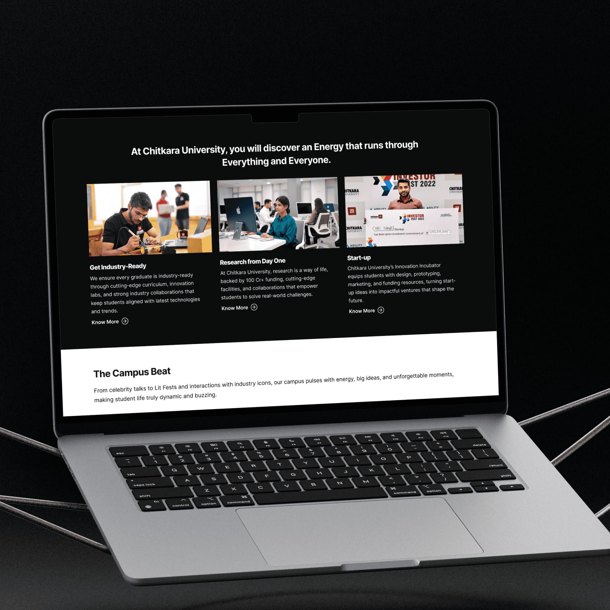 Campus life section on a laptop