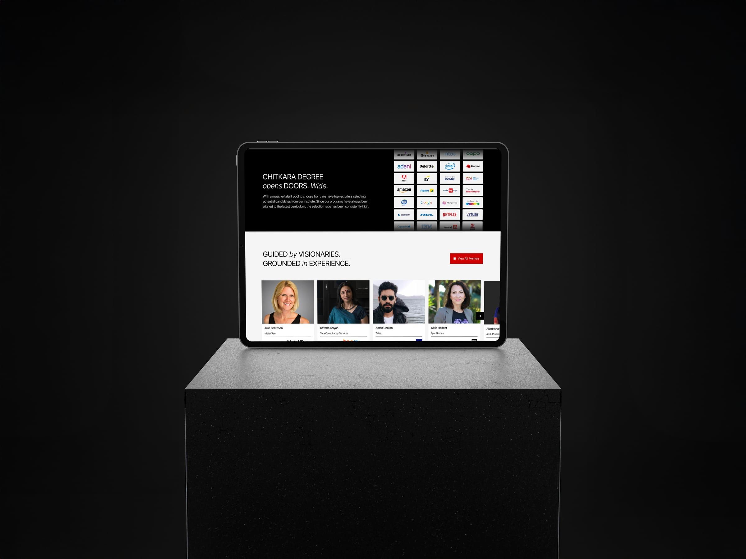Faculty section on a tablet