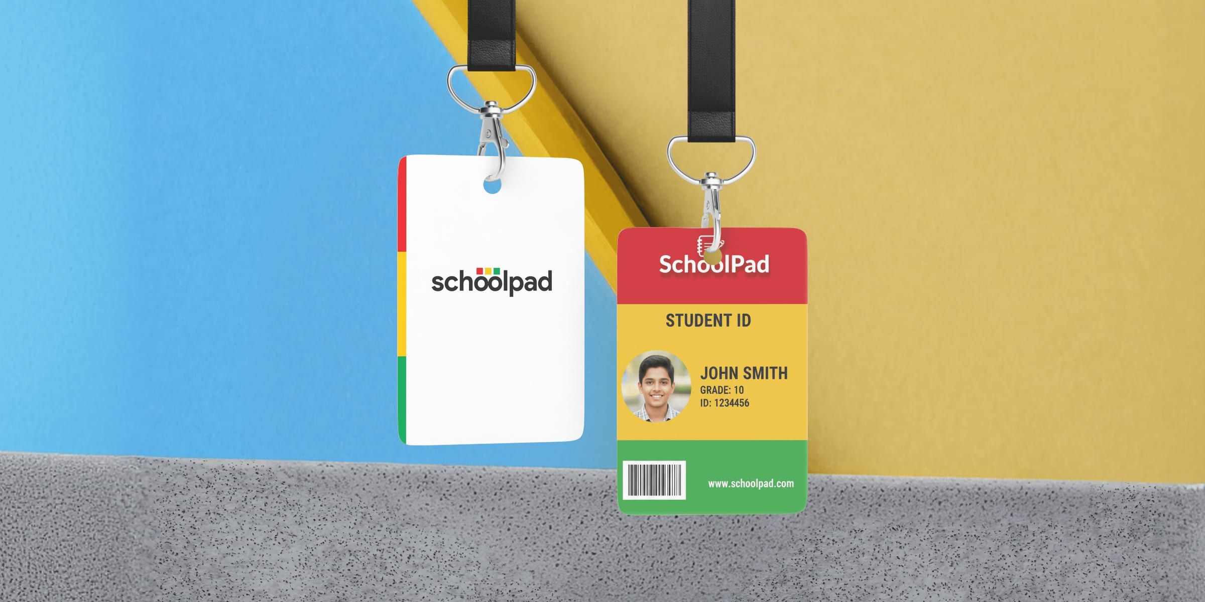 Schoolpad and student ID card mock-ups