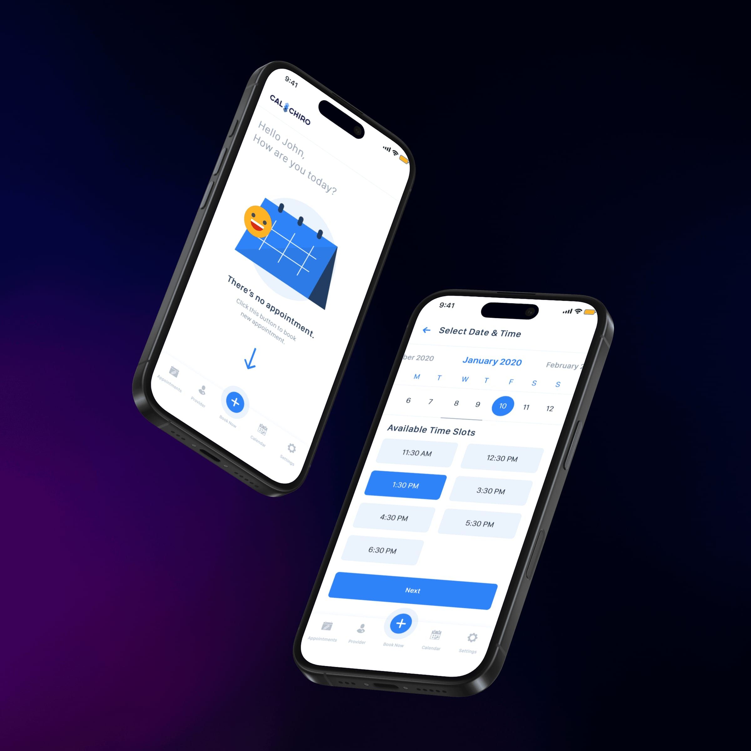 Picking a date and time slot on two phones