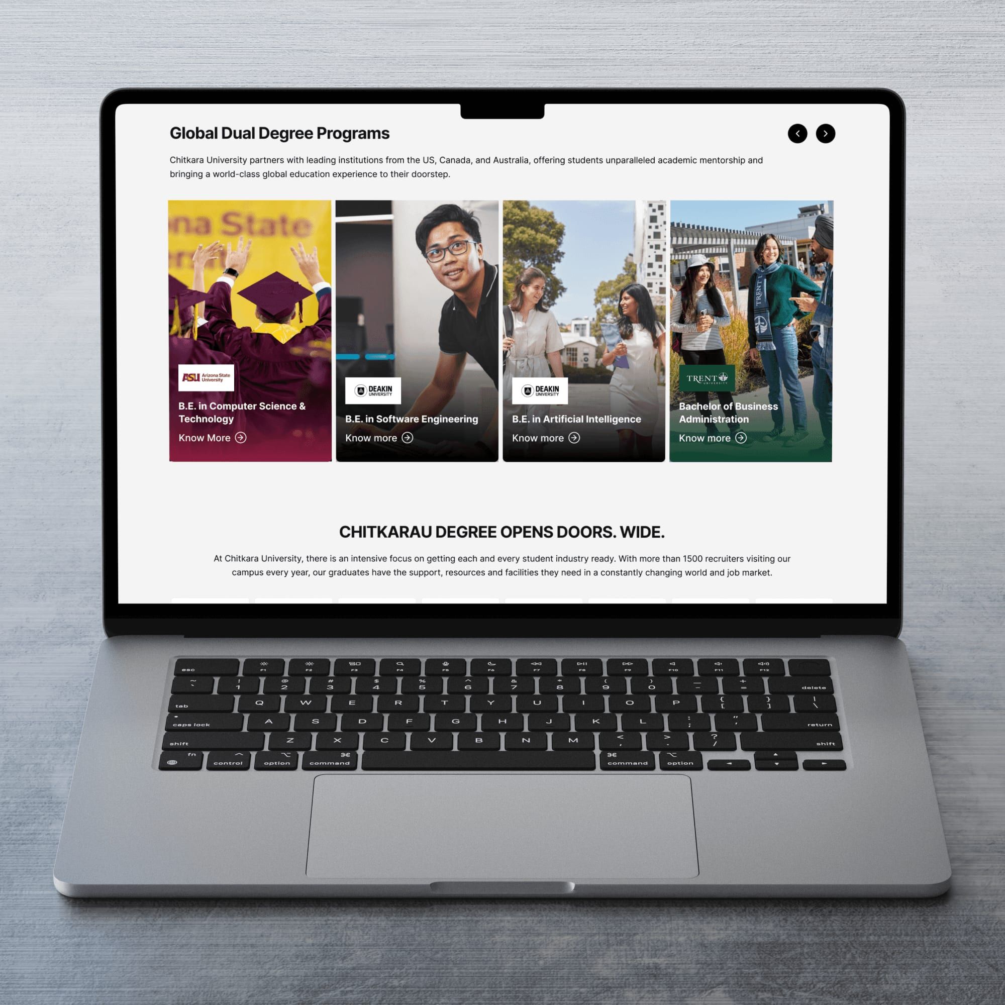 Global dual-degree programmes section on a laptop
